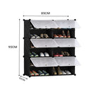 6 Tier Shoe Rack Organizer Black Stackable Storage Cabinet with Cover