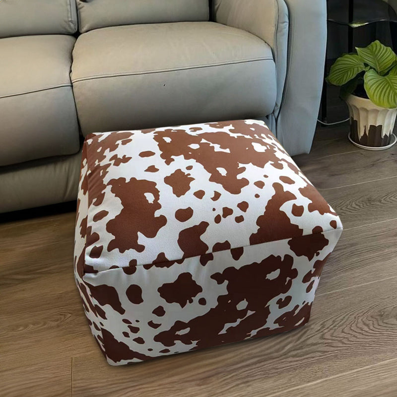 Vintage Squared Pouffe Seat Cushion Velvet Cotton Multicolor 55x55x35cm