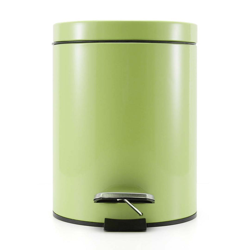 4X 12L Round Pedal Bin Stainless Steel Powder Coated Green Removable Inner