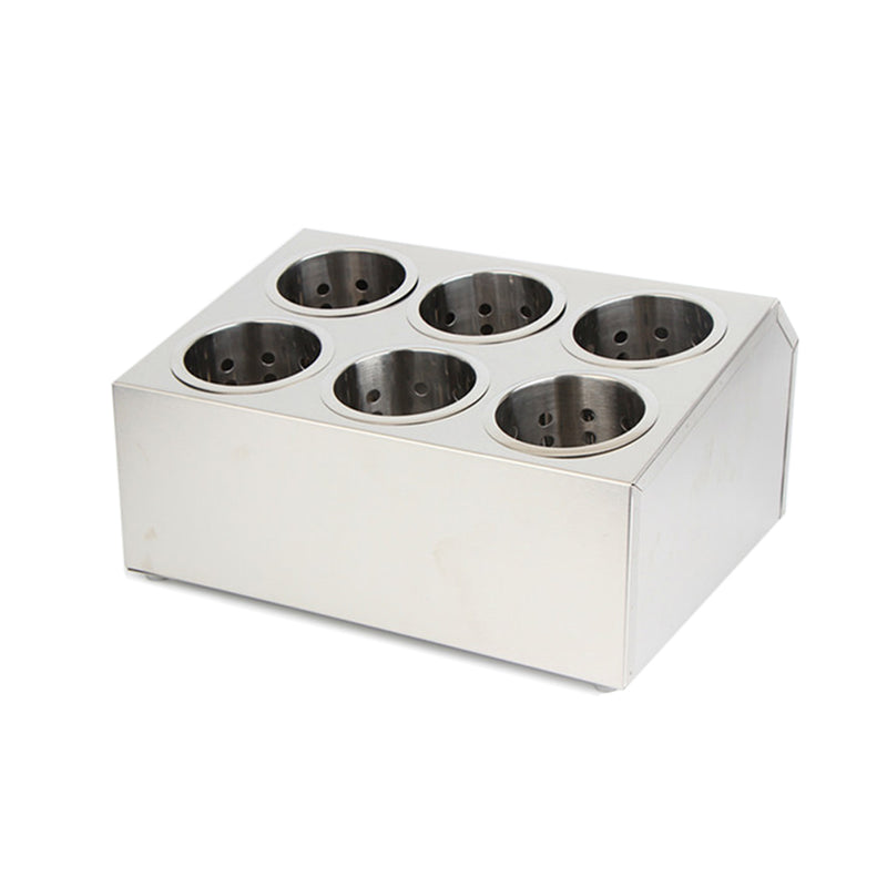 2X 18/10 Stainless Steel Commercial Rectangular Cutlery Holder 6 Holes
