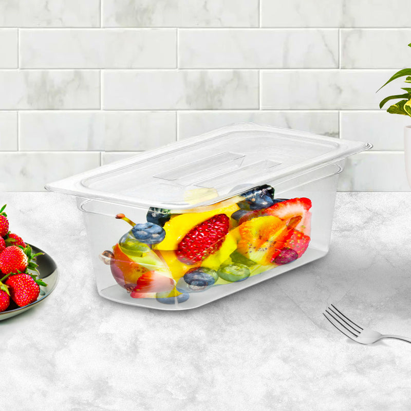 Polycarbonate 100mm Gastronorm GN Pan 1/3 Food Tray Set of 6 With Lids