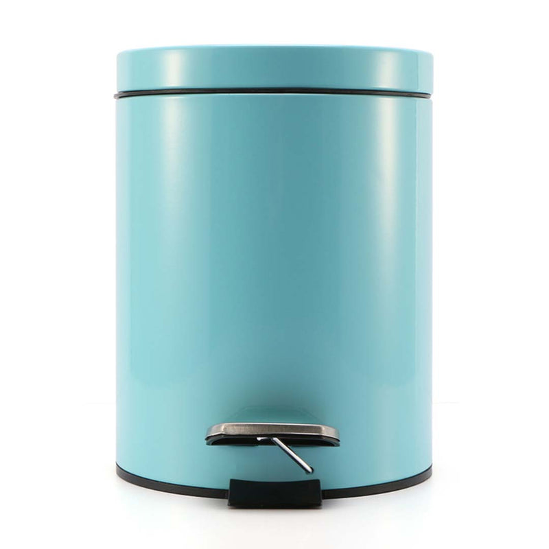 4X 7L Round Stainless Steel Pedal Bin Blue Removable Inner Liner Soft Close Lid