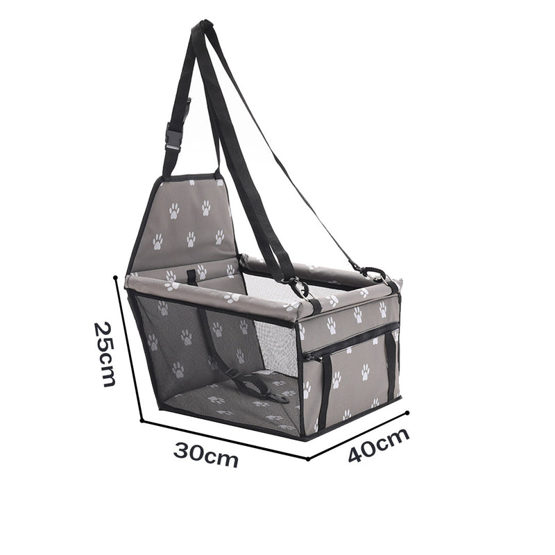 2X Pet Booster Car Seat 40x30x25cm Pvc Mesh Waterproof Grey Safety Tether