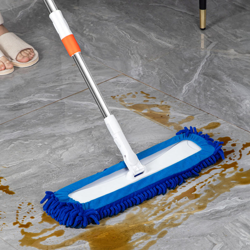 Flat Mop Microfiber Pads 80x12cm 150cm Handle Stainless Steel Blue 6 Pieces