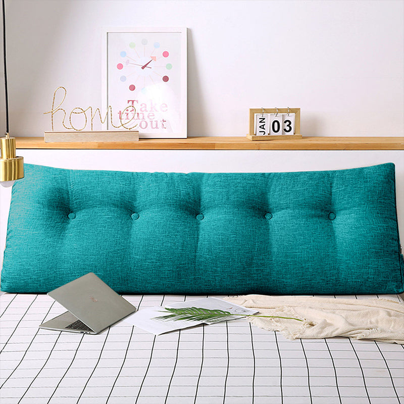 120cm Triangular Wedge Bed Pillow Polyester Pp Filling Button Tufted Blue Green