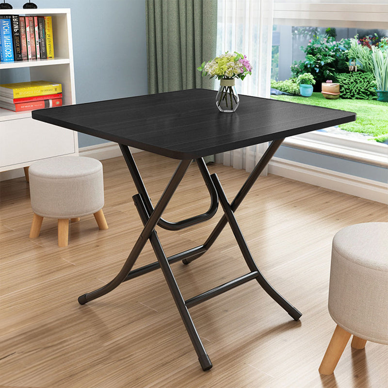 Black MDF Folding Dining Table 60x60cm Space Saving Portable Iron Legs
