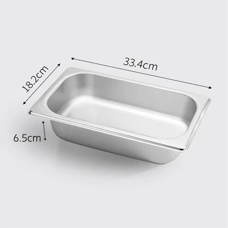 2X Gastronorm 1/3 GN Pan 33.4x18.2x6.5cm Stainless Steel Stackable
