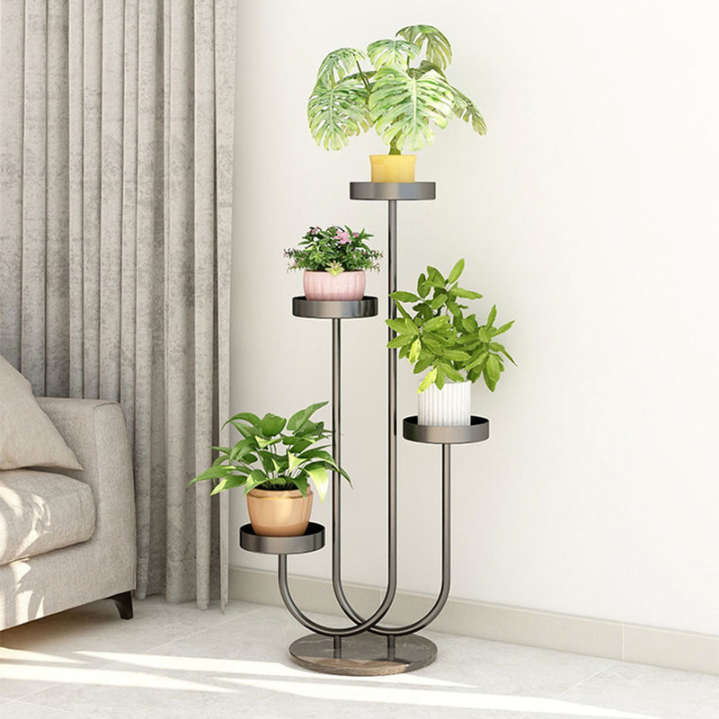 U Shaped Plant Stand Black Metal 4 Tier Flower Pot Tray Home Decor Display
