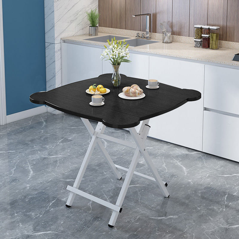 Minimalist Cat Ear Folding Table MDF Iron Legs 60x60x70cm Black White