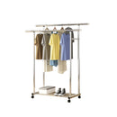 120cm Stainless Steel Clothes Rack Floor-Standing Durable Portable with Wheels