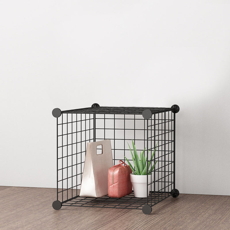 2X Wire Mesh Storage Organizer Foldable Modular 37cm Cube Black