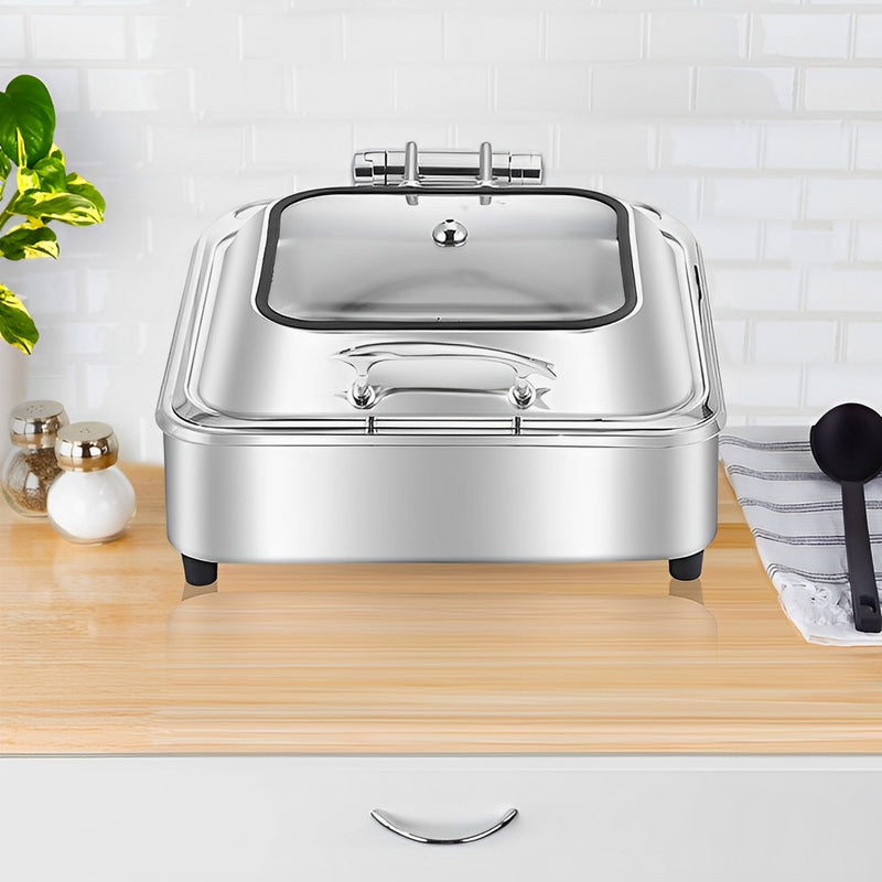 2X Stainless Steel Square Chafing Dish 6L Silver Top Lid Buffet Warmer