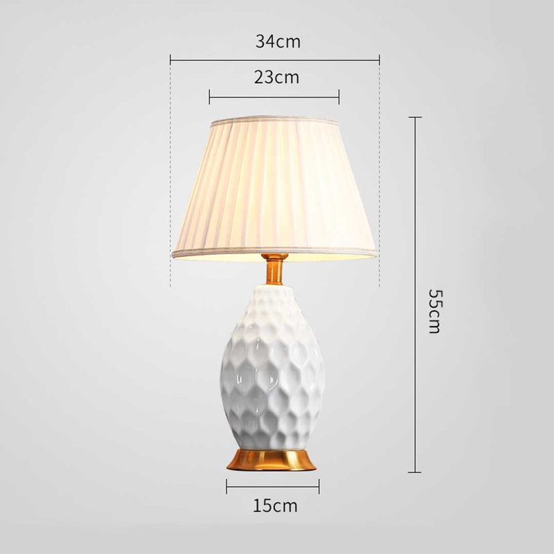 4X Textured Ceramic Oval Table Lamps Gold Metal Base White Drum Shade 55cm