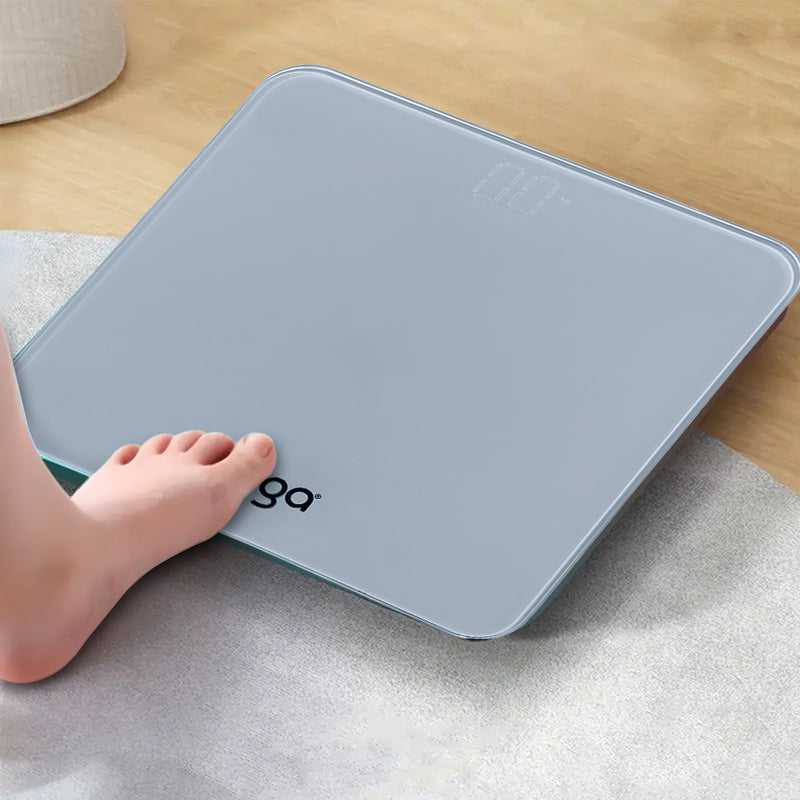 2X Digital Glass Body Weight Scale 180kg High Precision 300mm x 300mm White Lcd