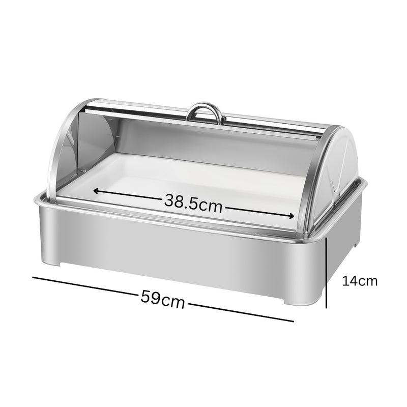 59x38.5x14cm Ceramic Chafing Dish Stainless Steel Stand Silver