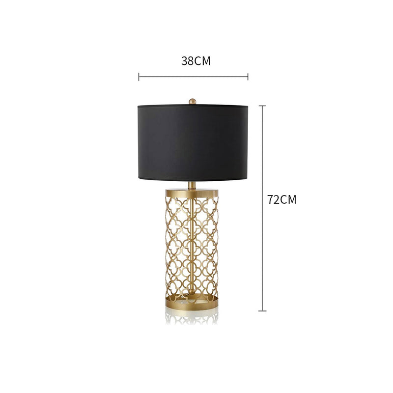 Table Lamp Metal And Fabric Large 38cm 72cm Gold Hollow Base Dark Shade