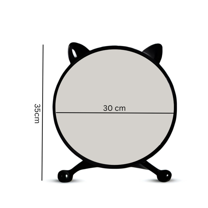 30cm Black Plastic Table Mirror Cat Ear Style No Led Light