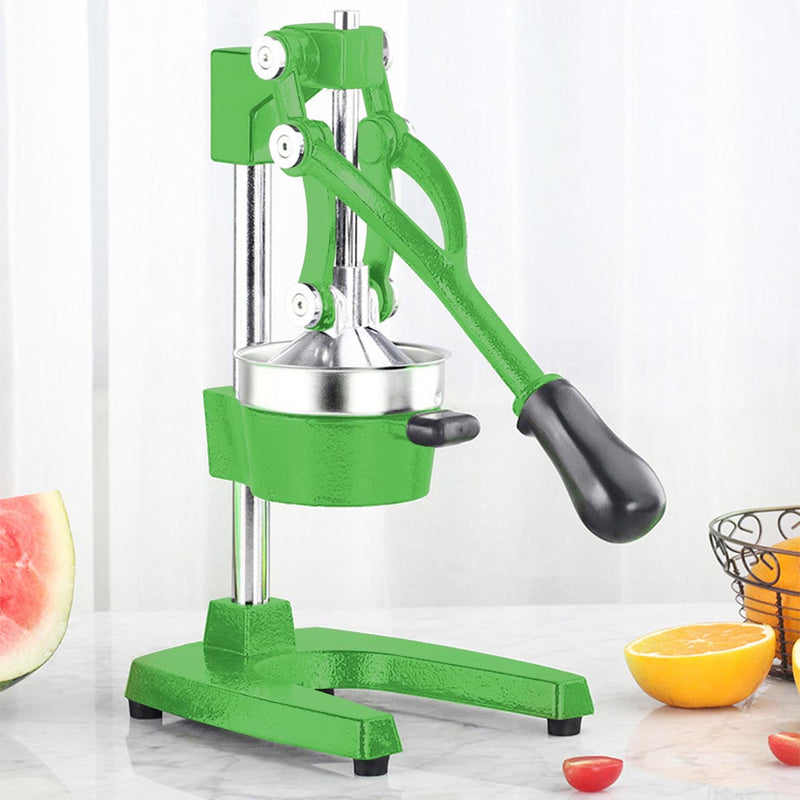 Commercial Cast Iron Hand Press Citrus Juicer 304 Stainless Steel Cone Green