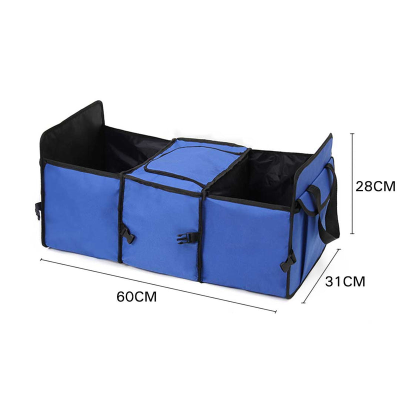 Portable Car Camping Kit 12V Vacuum Inflatable Air Mattress Trunk Organizer Blue