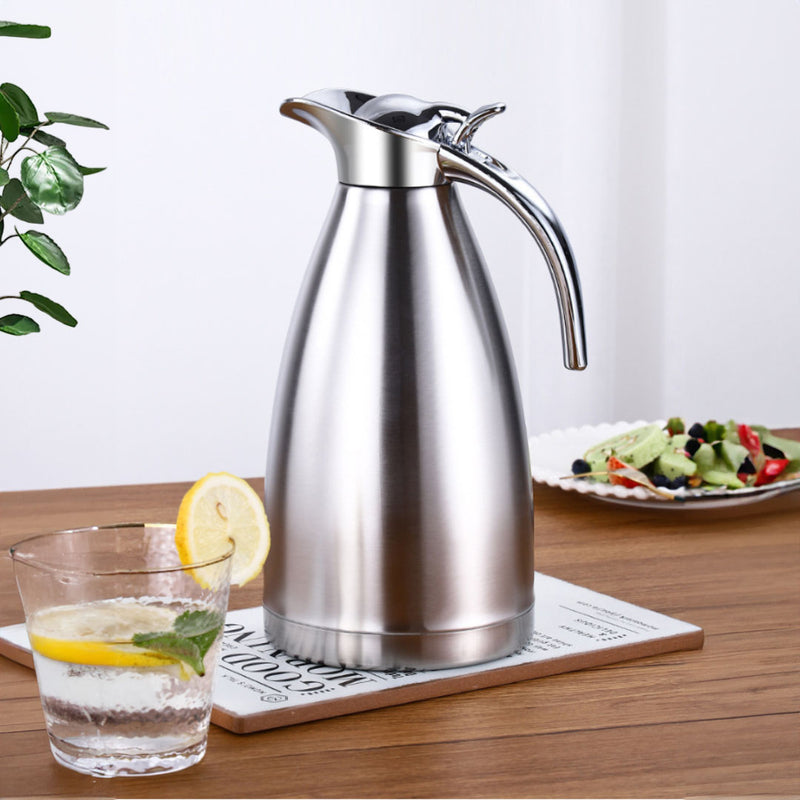 Thermal Flask Stainless Steel Vacuum Insulated 2.0L Silver 3 Layer Leak Proof