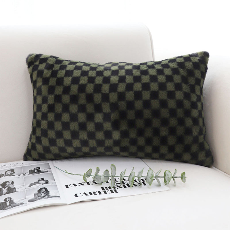 2X 30x50cm Velvet Plush Lumbar Throw Pillow Dark Green Polyester Cotton