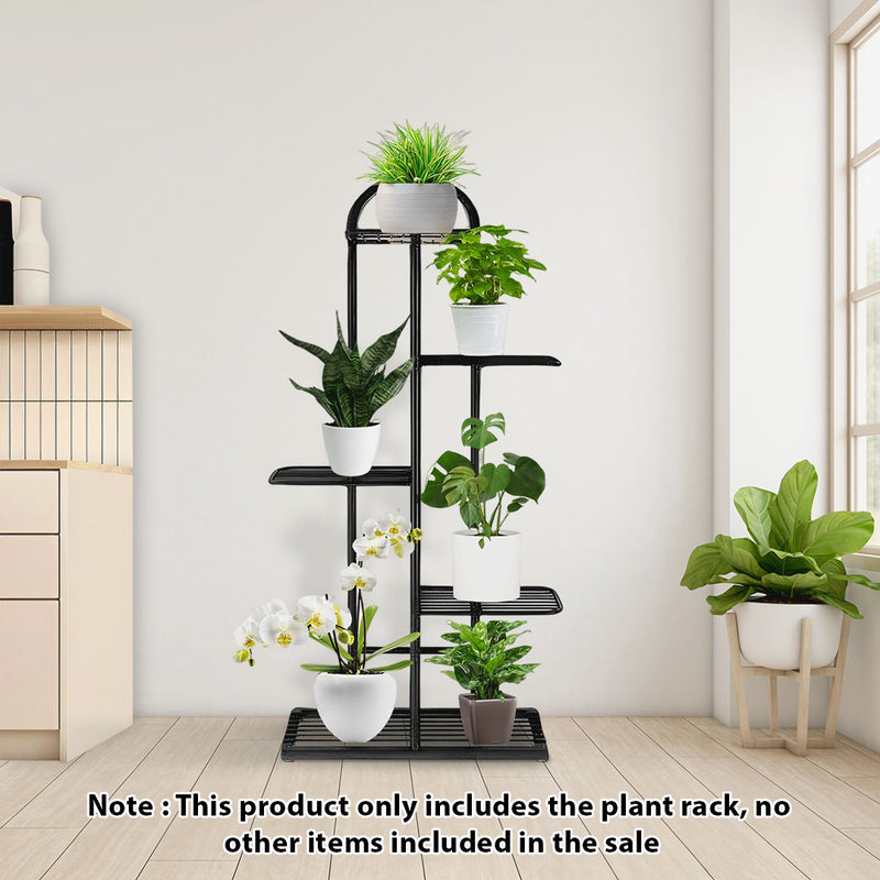 2X 5 Tier 6 Pots Metal Plant Stand Indoor Tall Narrow Black 44.5x22x96cm