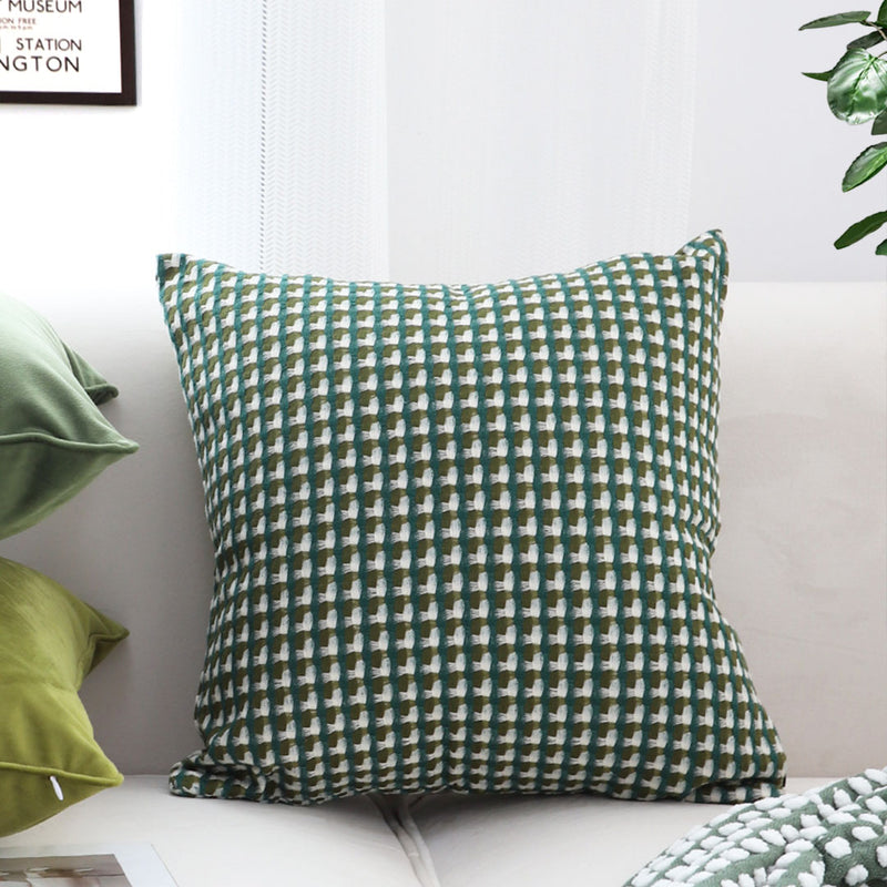 45cm Square Velvet Throw Pillow Subtle Green Polyester Cotton Plush