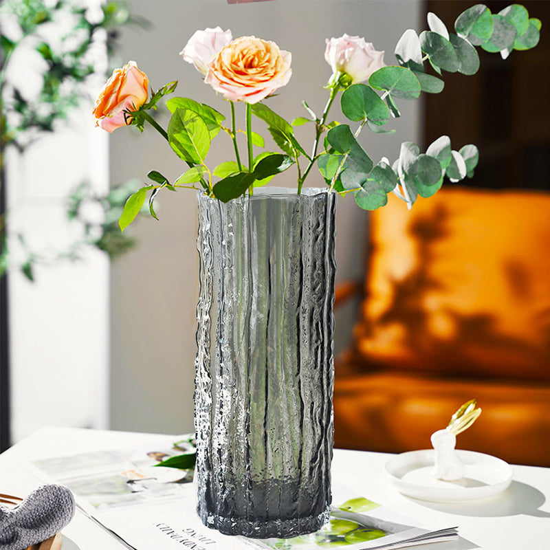 Handcrafted 30.5cm Grey Glass Vase Classic Design Home Decor Elegant Accent