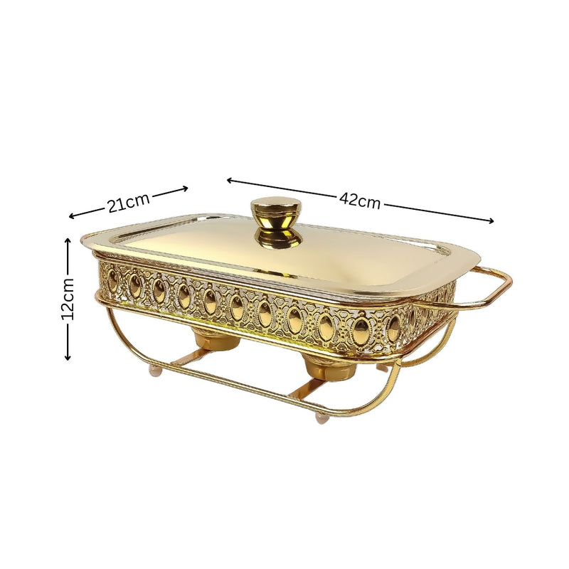 2L Lace Dining Stove Glass Pot Iron Frame Stainless Steel Lid Gold