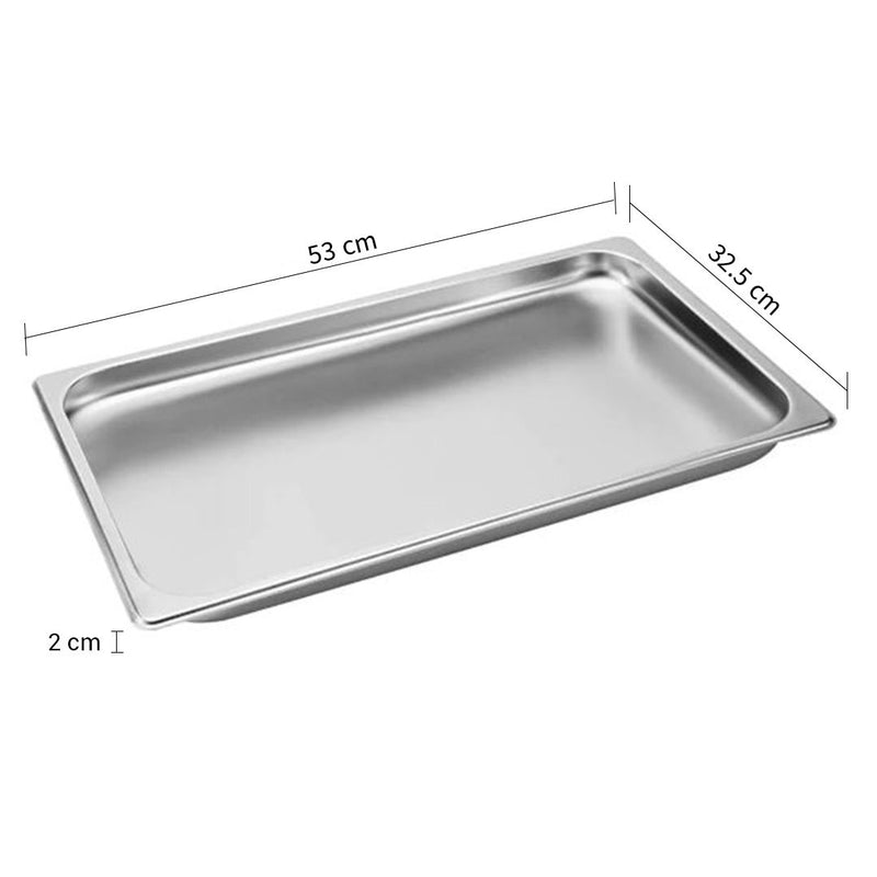 12X Full Size 1/1 Gastronorm Pan Stainless Steel 53cm X 32.5cm 2cm Deep