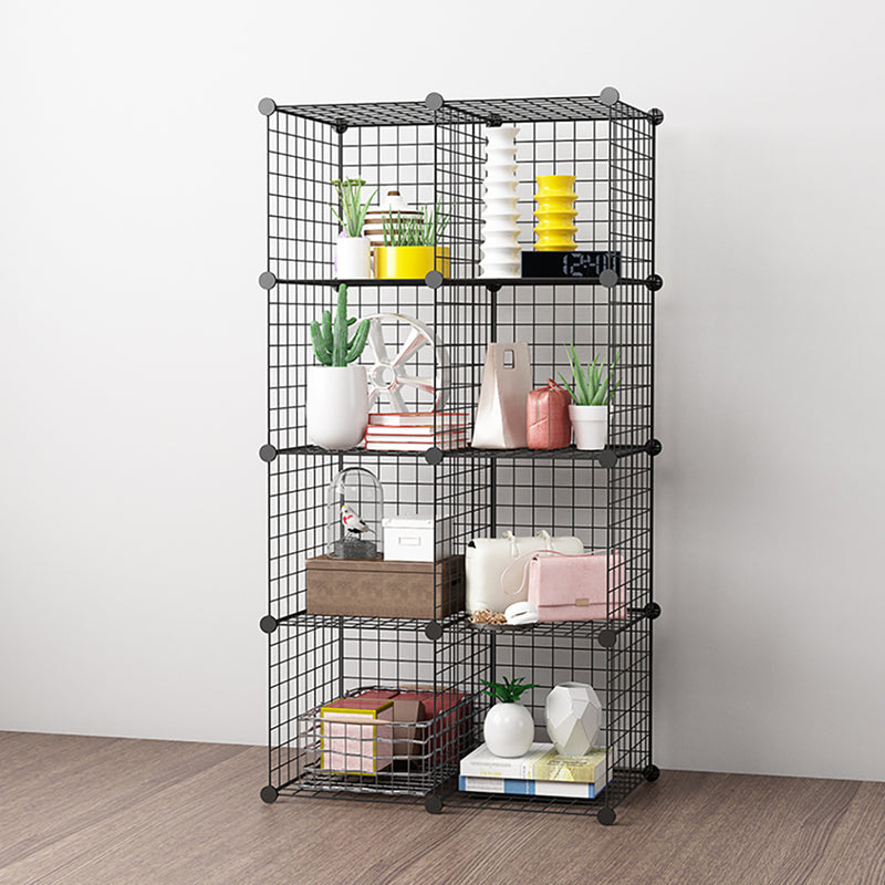 2X 8 Cube Portable Wire Mesh Storage Organizer Black 75x37x146cm Foldable