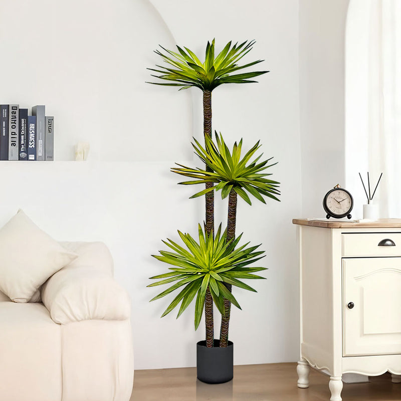 180cm Yucca Artificial Tree Indoor 3 Branch Polyurethane Polyethylene Green