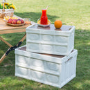 White Foldable 55L Storage Box Crate Stackable Plastic 52.5x35.5cm Home Camping