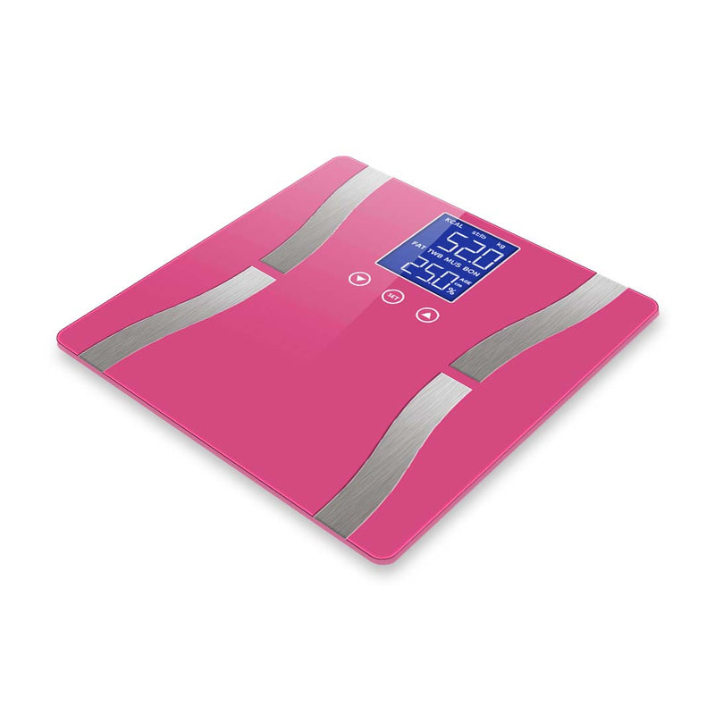 Glass Lcd Body Fat Scale Digital Bmi Weight 180Kg Up To 8 Users Pink