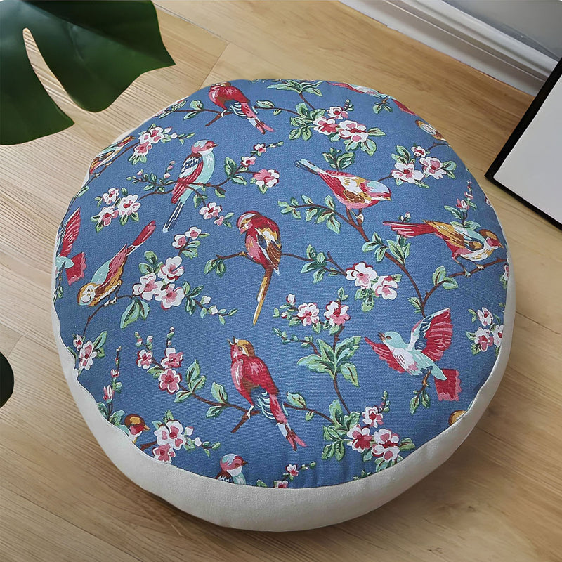 Pouf Floor Cushion Plush Polyester Cotton 45x45x18cm EPP Insert Blue
