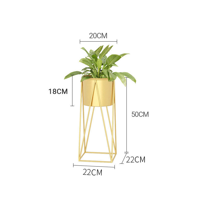 4X Gold Metal Plant Stand 50cm Iron Frame Detachable Enamel Pot 18cm Corner