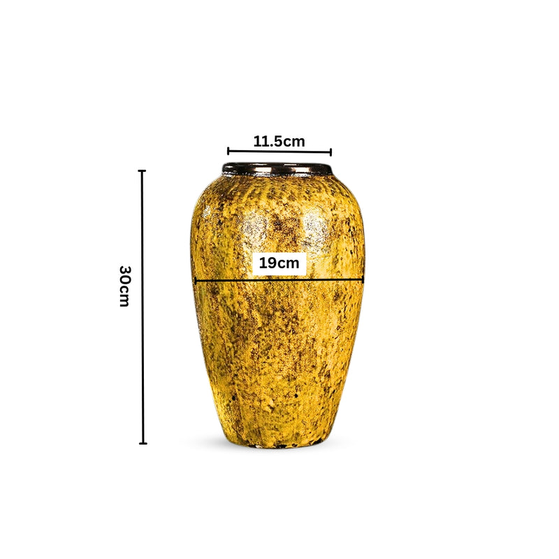Medium Yellow Ceramic Flower Vase 30x19cm Elegant Home Living Room Decor