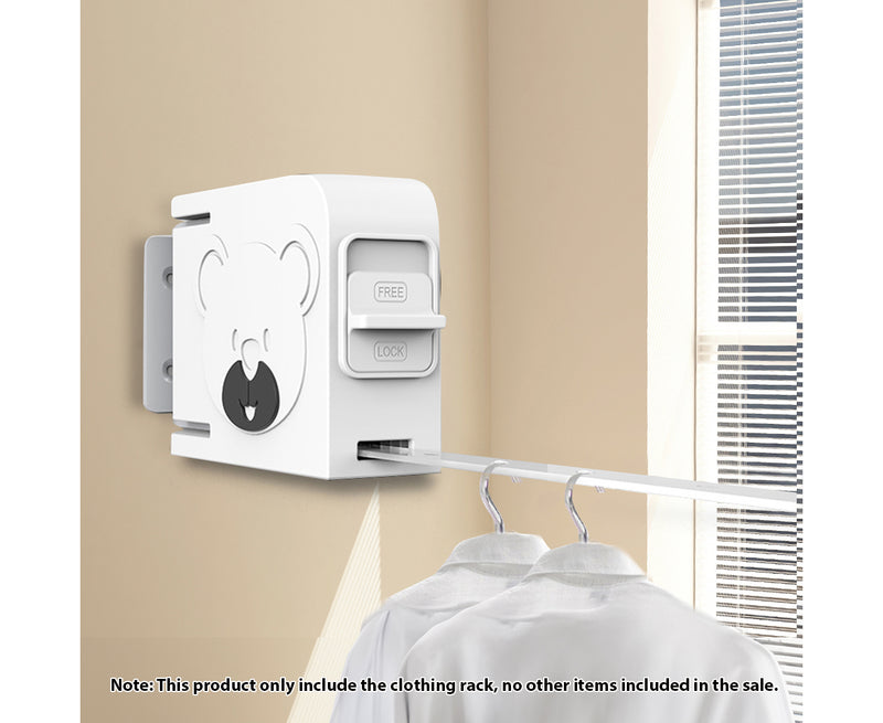 160mm Wall Mounted Retractable Clothesline Rack ABS TPU Aluminum 20kg White
