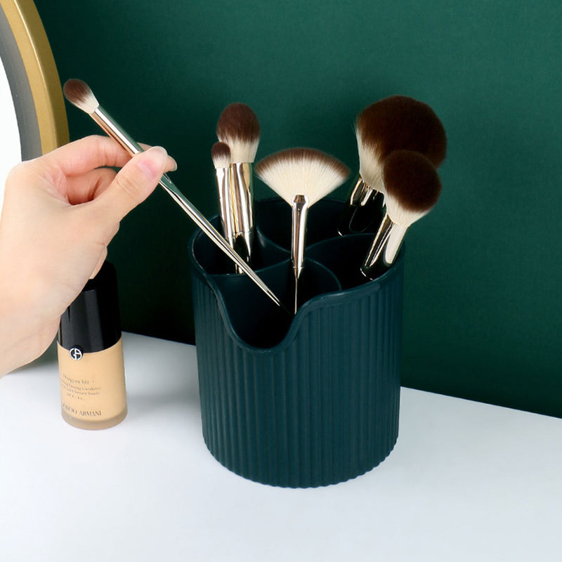 Green Plastic Makeup Organizer 25x18.5x37cm Lid Brush Lipstick Jewelry Holder