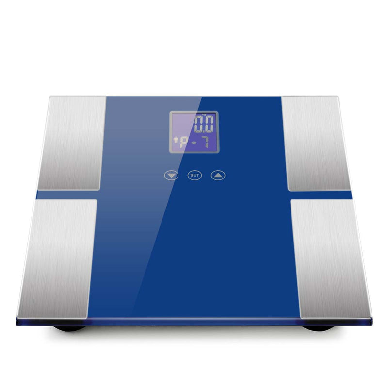 Digital LCD Bathroom Body Fat Scale 180kg Blue High Precision Sensor 8 Users