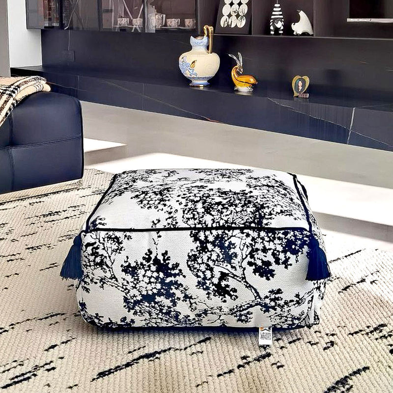 2X 50x50x25cm Polyester Fiber Pouf Cushion With EPP Particle Insert Multicolor