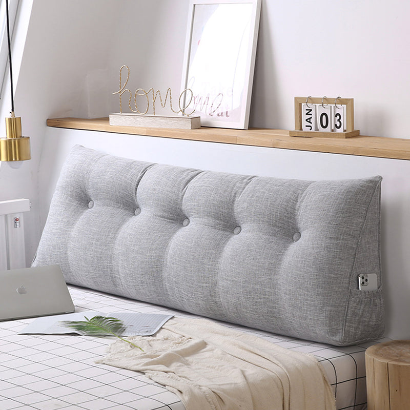 2X 100cm Triangular Wedge Headboard Pillow Polyester Polypropylene Fill Silver