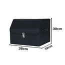 4X Leather Car Boot Organizer Portable Collapsible Storage Box With Lock Black