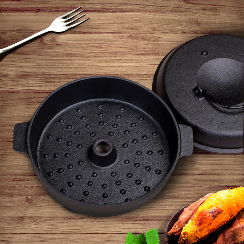 28cm Cast Iron Dutch Oven Pot Lid Pre-Seasoned Non-Stick Multipurpose Cooking