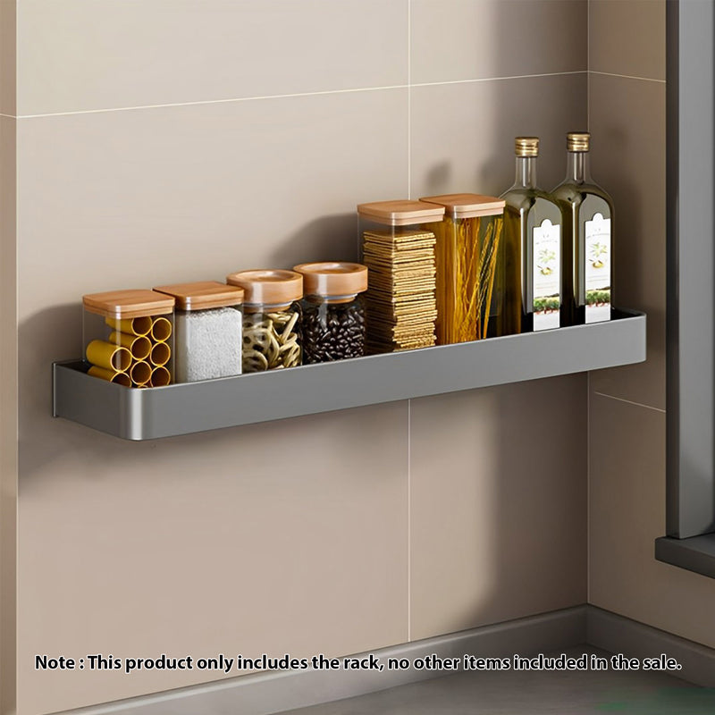 42cm Aluminum Wall Mounted Kitchen Spice Rack Black Space Saving Shelf