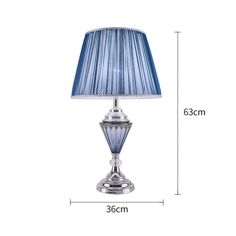 2X Led Table Lamp Metal Fabric 36cm X 63cm Drum Shade Warm Light