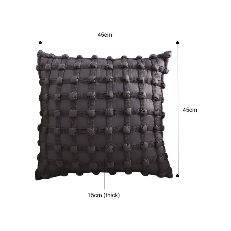 2X Plush Velvet Square Throw Pillow 45x45 Cm 15Cm Thick Black
