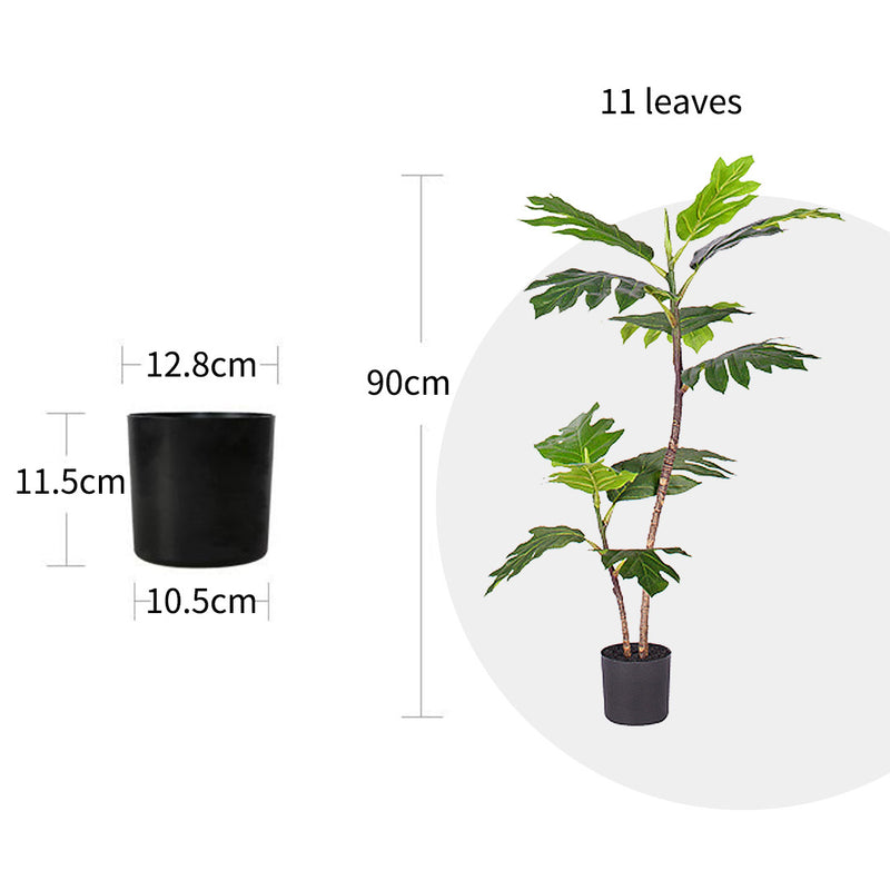 2X 90cm Artificial Philodendron Tree Polyethylene Split Leaf Green Pot