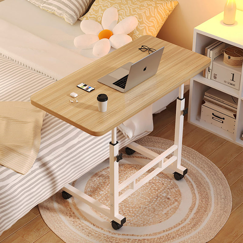 2X 40x80cm Walnut Wood Bedside Table With Wheels White Metal Frame