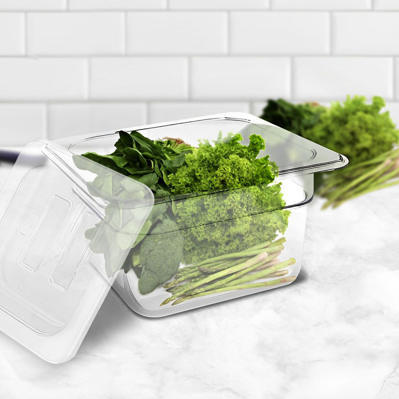 1/6 Gastronorm Pan 150mm Clear Polycarbonate 17.5x16x15cm With Lid